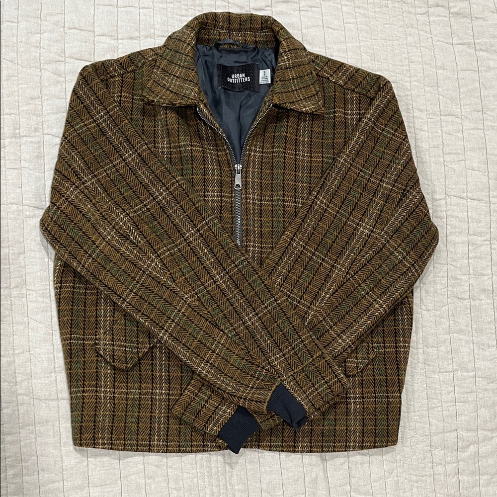 Urban Outfitters Brown and Green Plaid Herringbone Jacket size Small